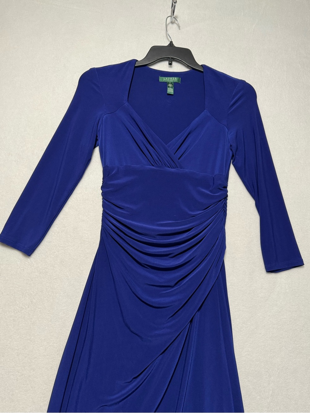 Lauren Ralph Lauren Royal Blue Ruched Sheath Midi Dress 4 - Picture 4 of 14